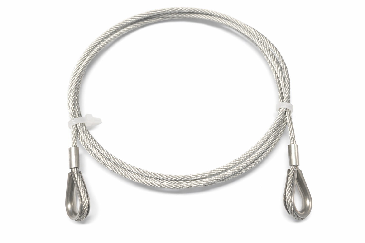 Edelstahlseil mit beiderseits Edelstahl Pressklemmen und Kauschen