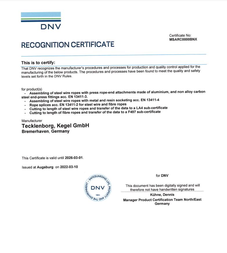 DNV / MSA Zertifikat - Bremerhaven