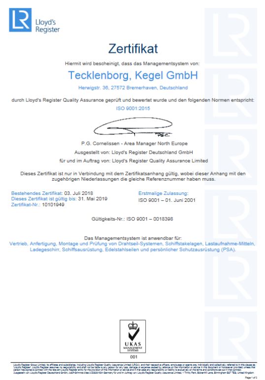 ISO Zertifikat