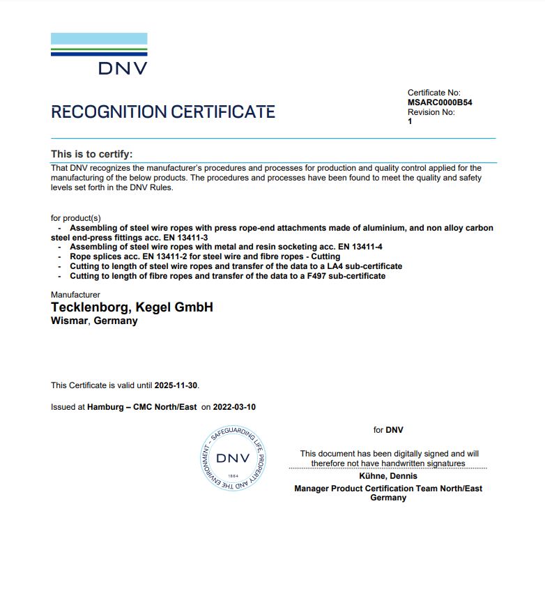 DNV / MSA Zertifikat - Wismar