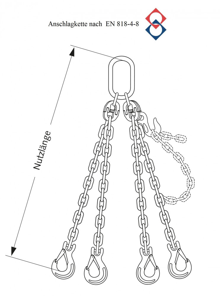 Anschlagkette, verzinkt, 4-Strang